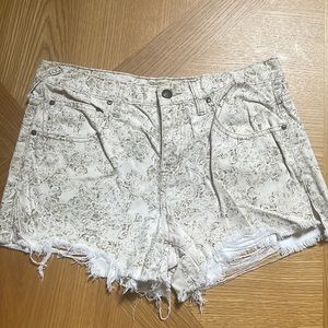 Free people paisley print denim cutoffs jean shorts